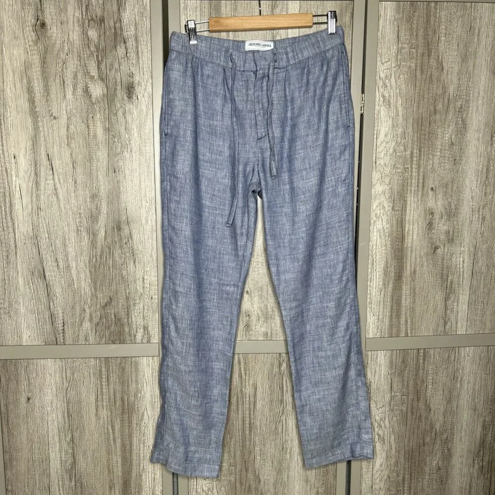 Frescobol Carioca Pants Linen Cotton Blend Drawstring 30 x 29